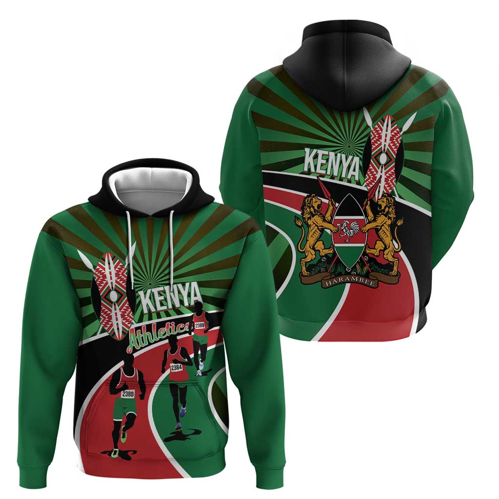 Athletics Kenya Zip Hoodie Maasai Shield Running Way - Wonder Print Shop