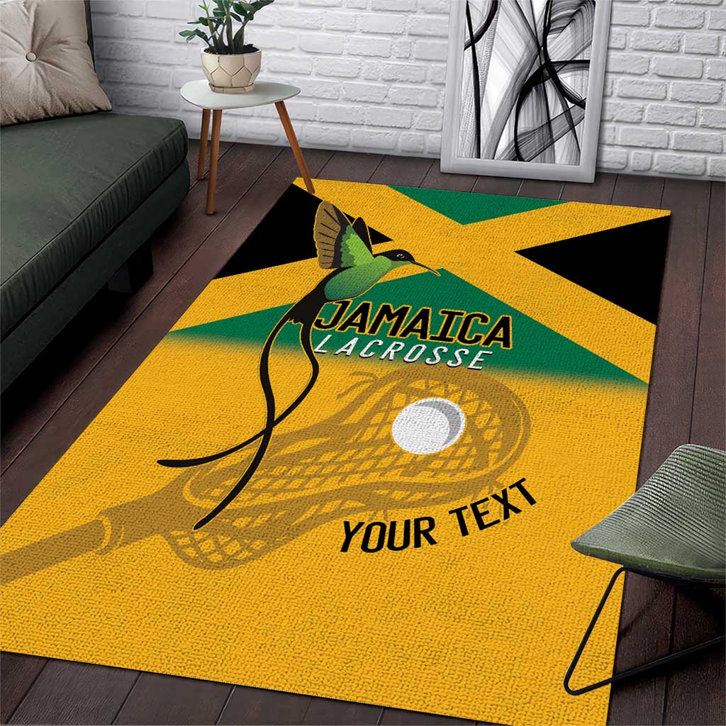 Custom Jamaica Lacrosse Area Rug Streamertail Hummingbird With Flag - Wonder Print Shop