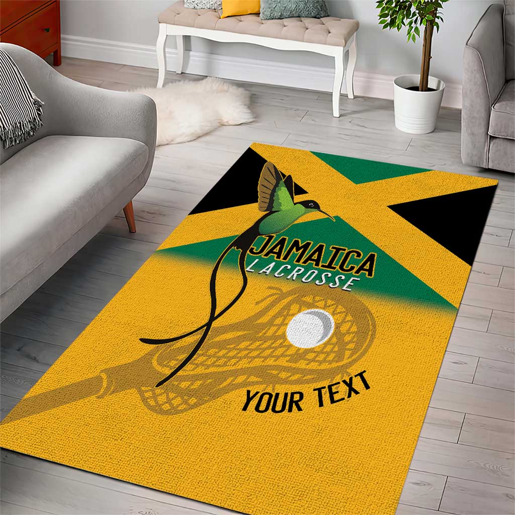 Custom Jamaica Lacrosse Area Rug Streamertail Hummingbird With Flag - Wonder Print Shop