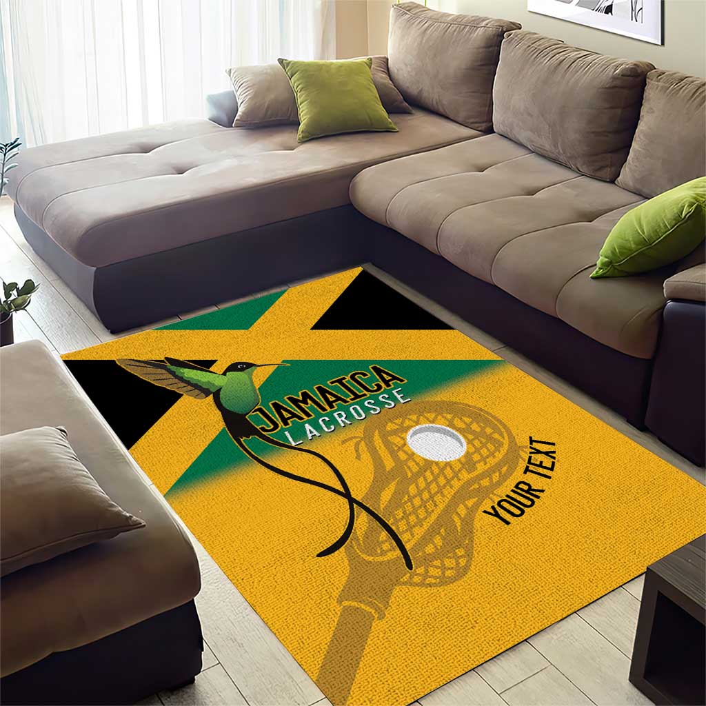 Custom Jamaica Lacrosse Area Rug Streamertail Hummingbird With Flag - Wonder Print Shop