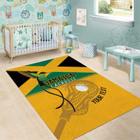 Custom Jamaica Lacrosse Area Rug Streamertail Hummingbird With Flag - Wonder Print Shop