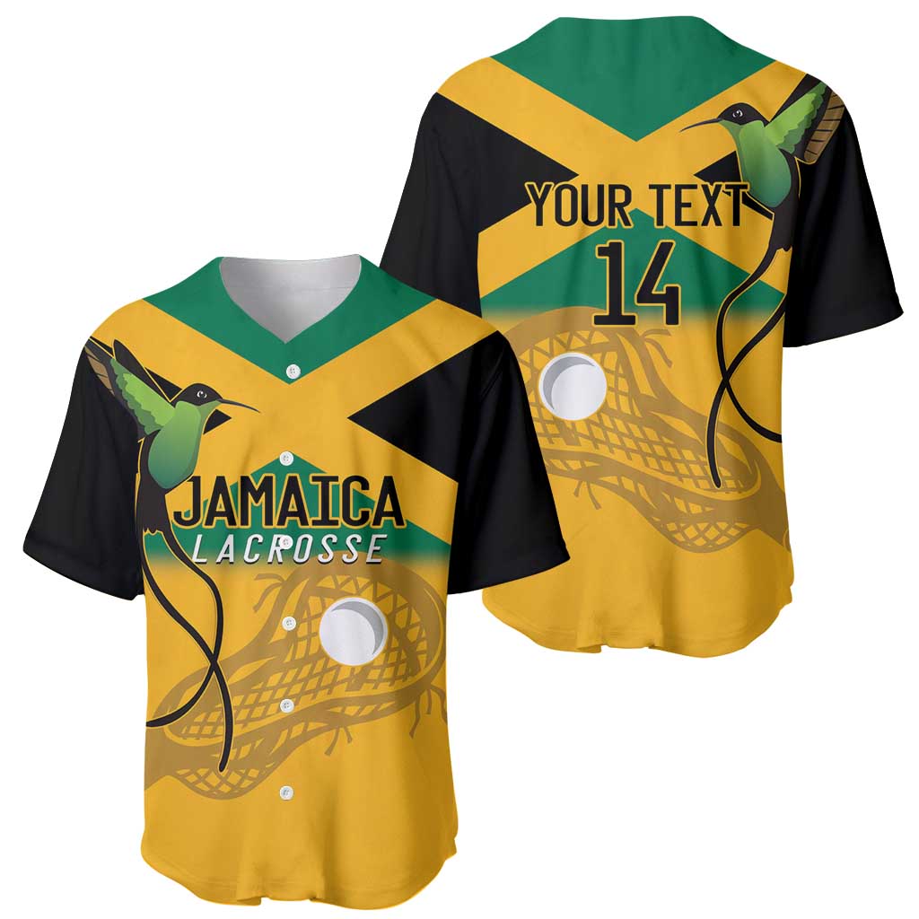 Custom Jamaica Lacrosse Baseball Jersey Streamertail Hummingbird With Flag - Wonder Print Shop