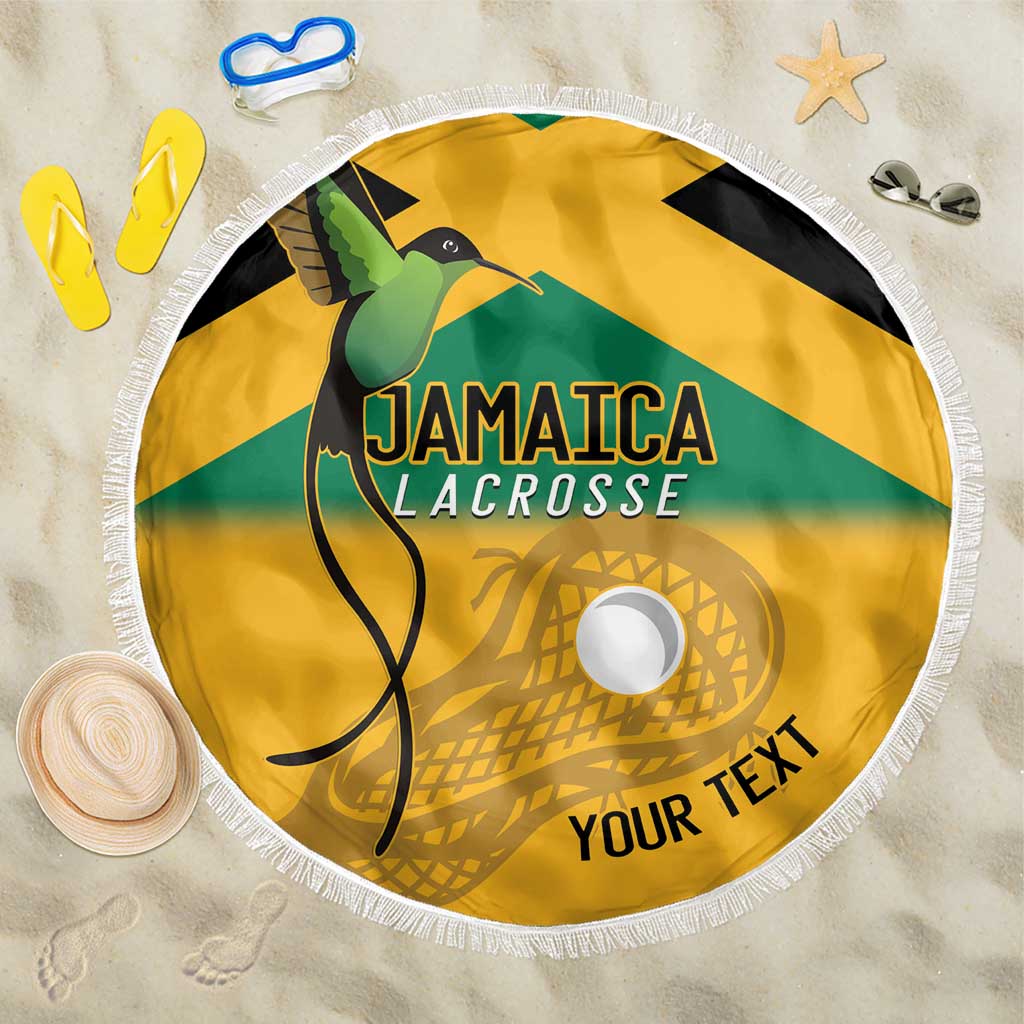 Custom Jamaica Lacrosse Beach Blanket Streamertail Hummingbird With Flag - Wonder Print Shop
