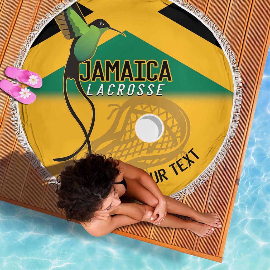 Custom Jamaica Lacrosse Beach Blanket Streamertail Hummingbird With Flag - Wonder Print Shop