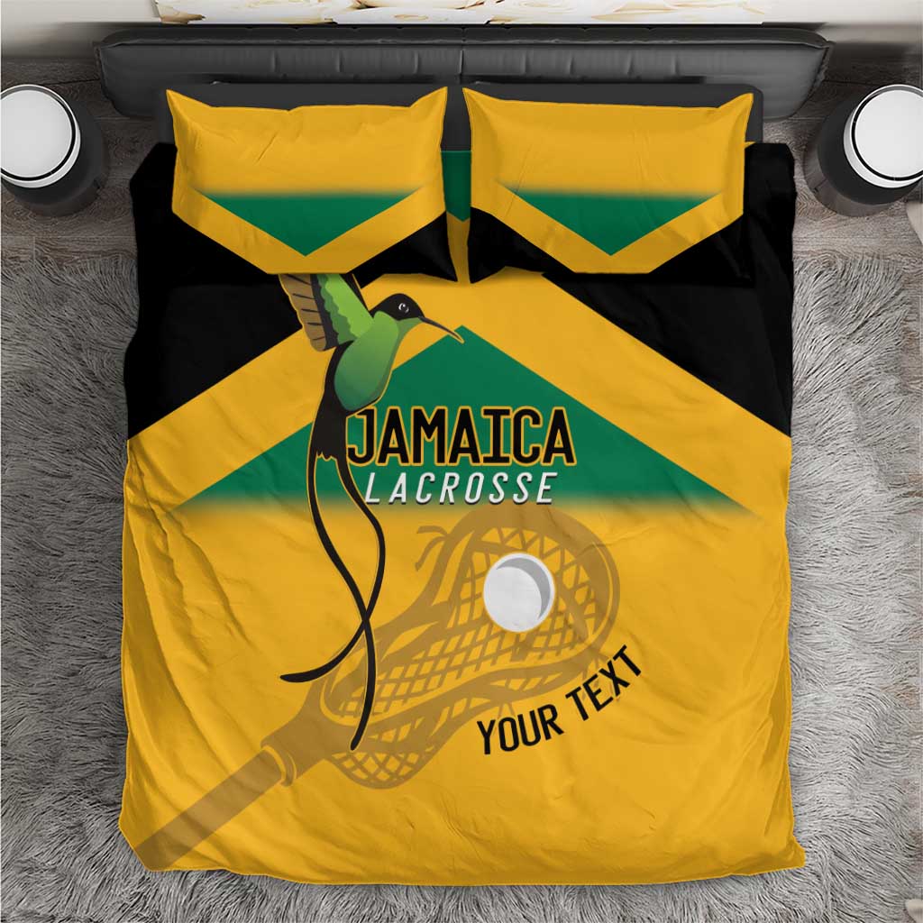 Custom Jamaica Lacrosse Bedding Set Streamertail Hummingbird With Flag - Wonder Print Shop