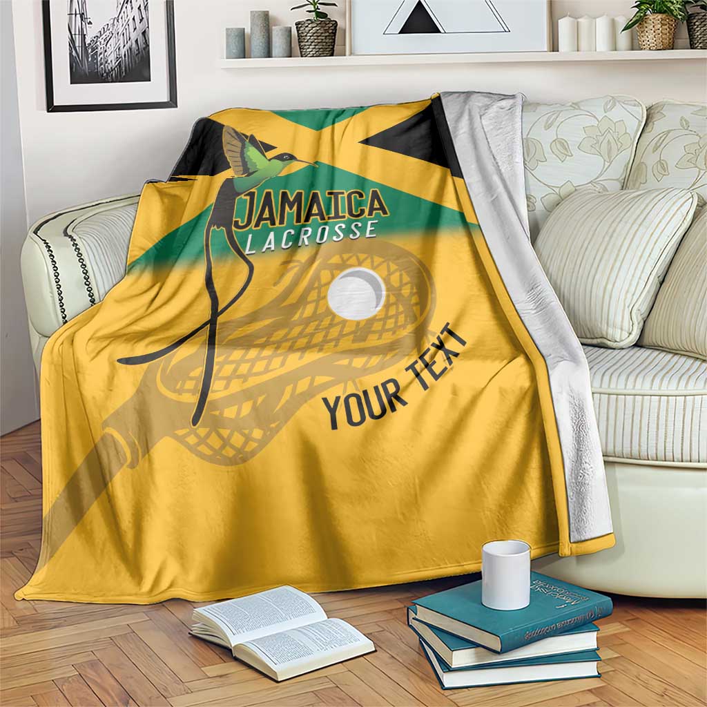 Custom Jamaica Lacrosse Blanket Streamertail Hummingbird With Flag - Wonder Print Shop
