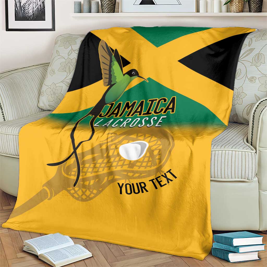 Custom Jamaica Lacrosse Blanket Streamertail Hummingbird With Flag - Wonder Print Shop