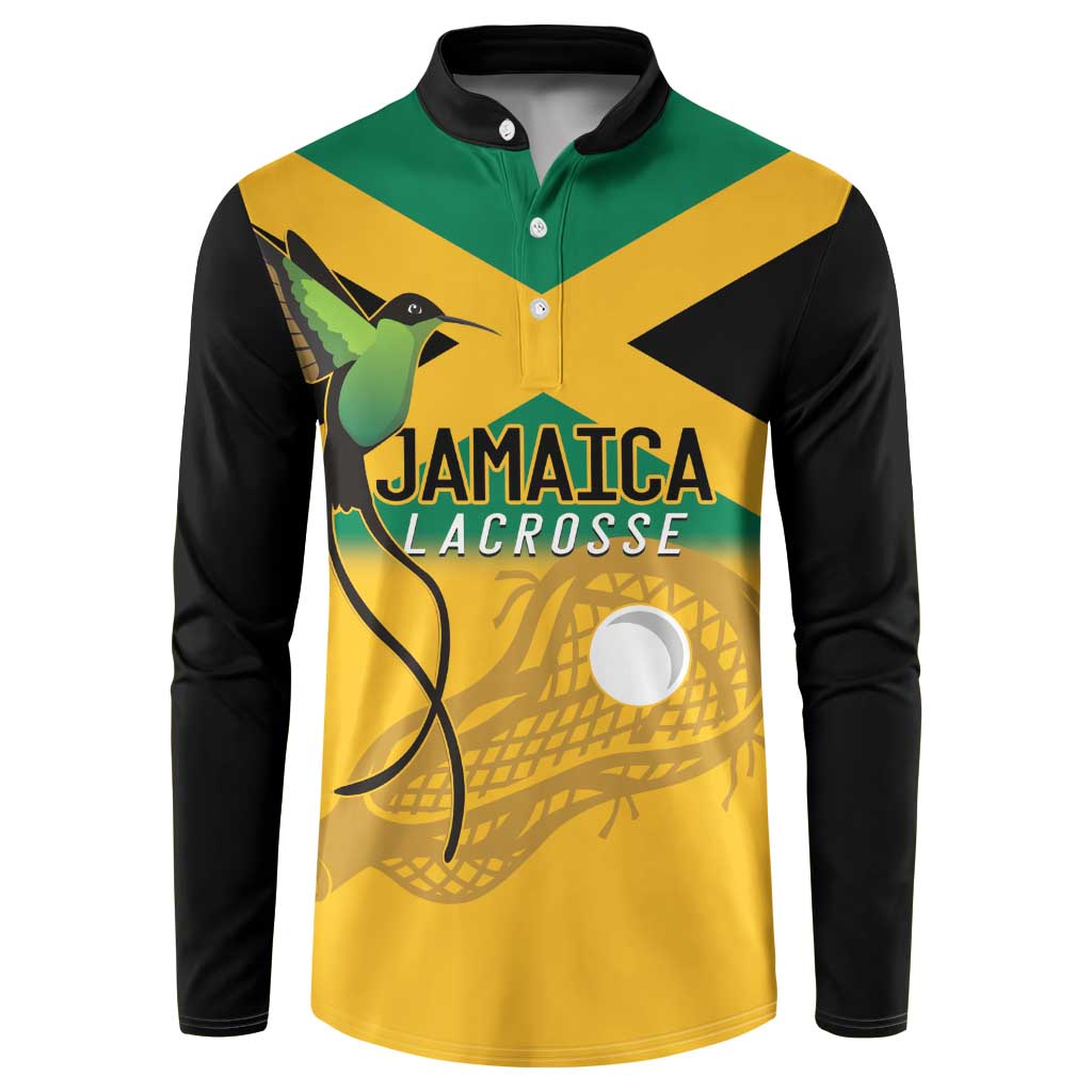 Custom Jamaica Lacrosse Button Sweatshirt Streamertail Hummingbird With Flag - Wonder Print Shop