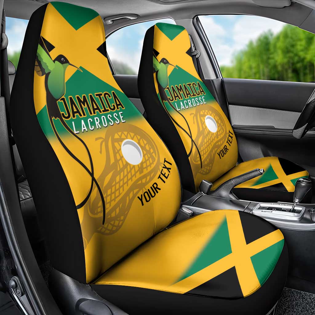 Custom Jamaica Lacrosse Car Seat Cover Streamertail Hummingbird With Flag - Wonder Print Shop