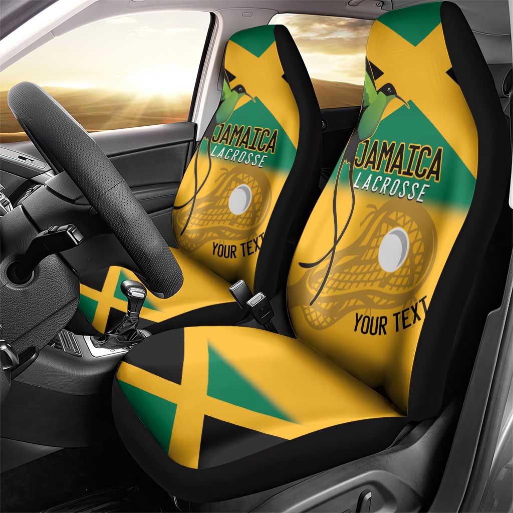 Custom Jamaica Lacrosse Car Seat Cover Streamertail Hummingbird With Flag - Wonder Print Shop
