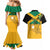 Custom Jamaica Lacrosse Couples Matching Mermaid Dress and Hawaiian Shirt Streamertail Hummingbird With Flag - Wonder Print Shop