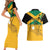 Custom Jamaica Lacrosse Couples Matching Short Sleeve Bodycon Dress and Hawaiian Shirt Streamertail Hummingbird With Flag - Wonder Print Shop