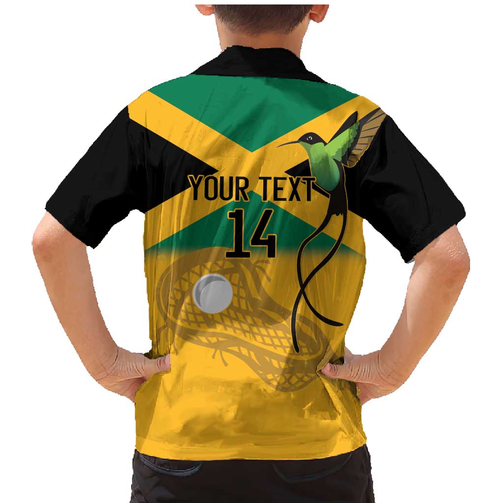 Custom Jamaica Lacrosse Family Matching Mermaid Dress and Hawaiian Shirt Streamertail Hummingbird With Flag - Wonder Print Shop
