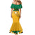 Custom Jamaica Lacrosse Family Matching Mermaid Dress and Hawaiian Shirt Streamertail Hummingbird With Flag - Wonder Print Shop
