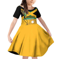 Custom Jamaica Lacrosse Family Matching Off Shoulder Short Dress and Hawaiian Shirt Streamertail Hummingbird With Flag - Wonder Print Shop