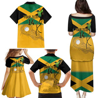 Custom Jamaica Lacrosse Family Matching Puletasi and Hawaiian Shirt Streamertail Hummingbird With Flag - Wonder Print Shop