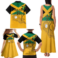 Custom Jamaica Lacrosse Family Matching Tank Maxi Dress and Hawaiian Shirt Streamertail Hummingbird With Flag - Wonder Print Shop