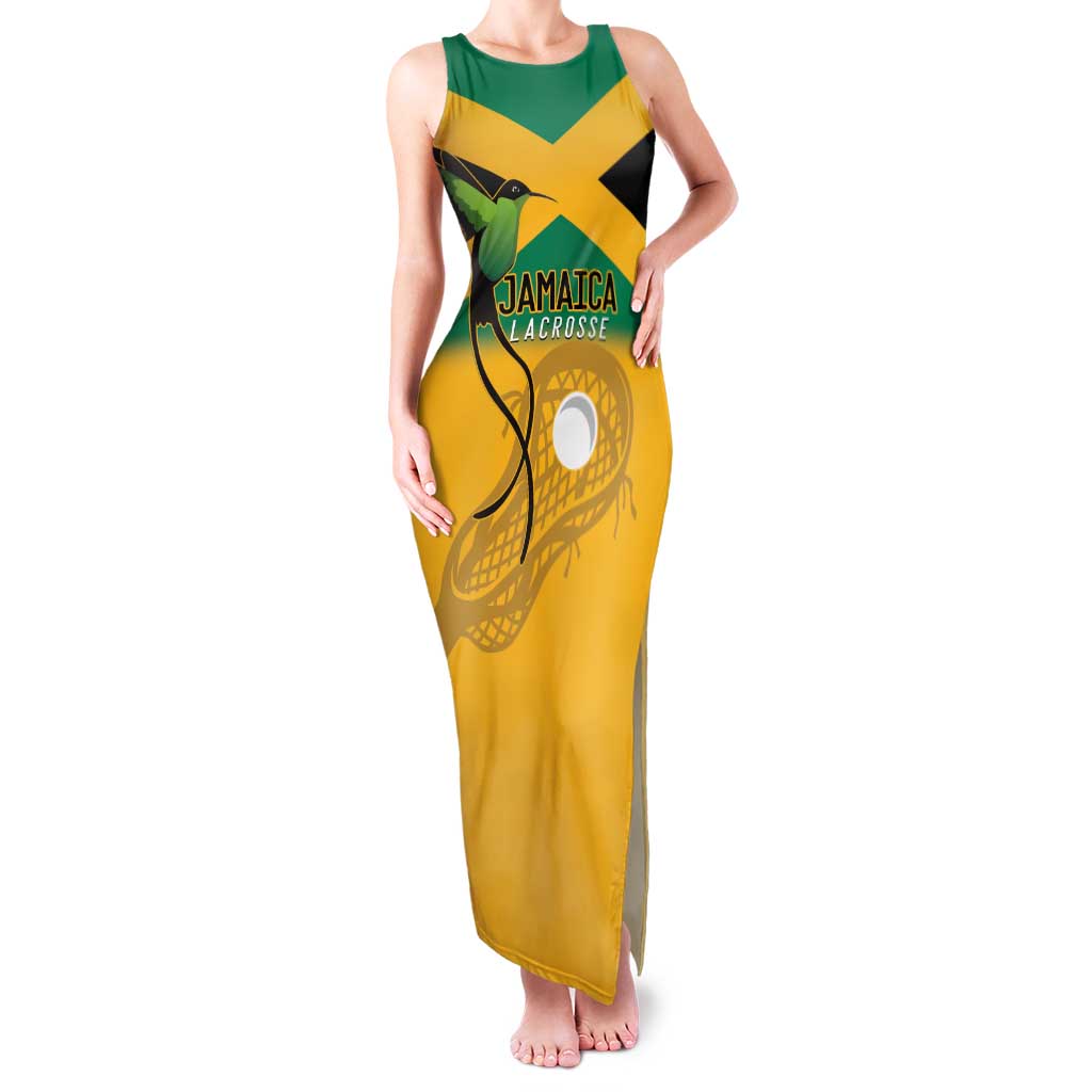 Custom Jamaica Lacrosse Family Matching Tank Maxi Dress and Hawaiian Shirt Streamertail Hummingbird With Flag - Wonder Print Shop