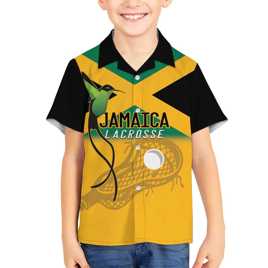 Custom Jamaica Lacrosse Family Matching Tank Maxi Dress and Hawaiian Shirt Streamertail Hummingbird With Flag - Wonder Print Shop