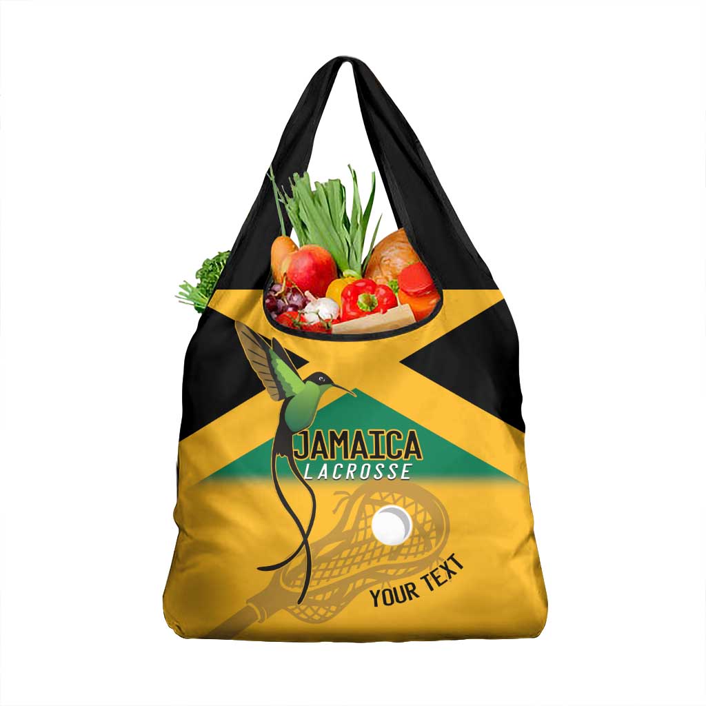 Custom Jamaica Lacrosse Grocery Bag Streamertail Hummingbird With Flag - Wonder Print Shop