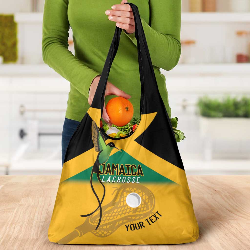 Custom Jamaica Lacrosse Grocery Bag Streamertail Hummingbird With Flag - Wonder Print Shop