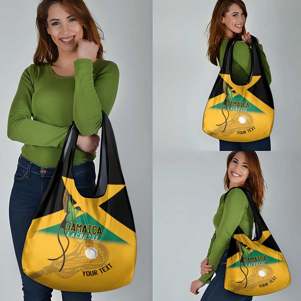 Custom Jamaica Lacrosse Grocery Bag Streamertail Hummingbird With Flag - Wonder Print Shop