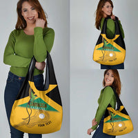 Custom Jamaica Lacrosse Grocery Bag Streamertail Hummingbird With Flag - Wonder Print Shop