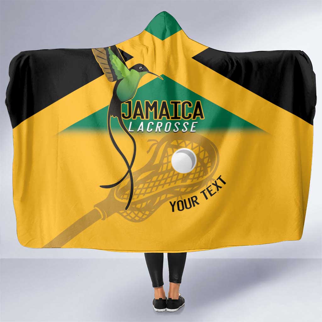 Custom Jamaica Lacrosse Hooded Blanket Streamertail Hummingbird With Flag - Wonder Print Shop