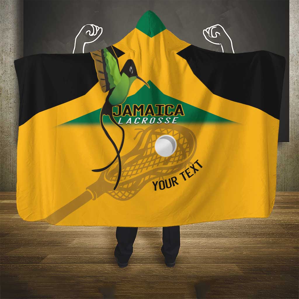 Custom Jamaica Lacrosse Hooded Blanket Streamertail Hummingbird With Flag - Wonder Print Shop