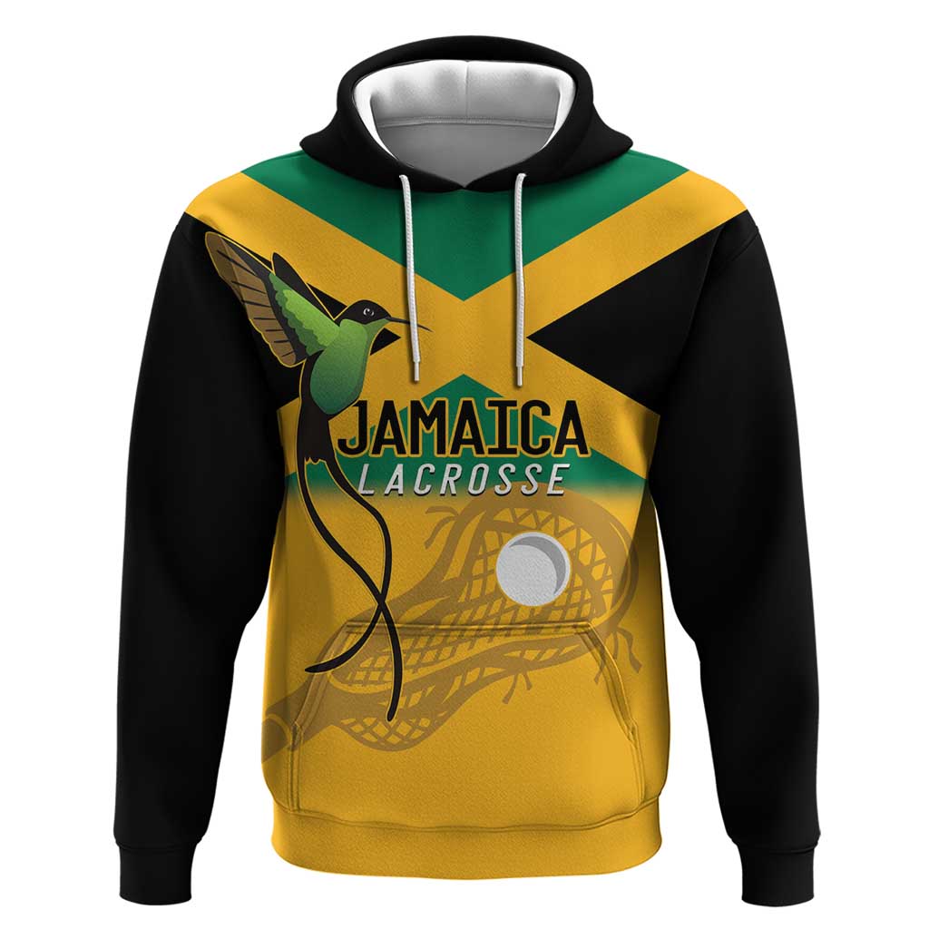 Custom Jamaica Lacrosse Hoodie Streamertail Hummingbird With Flag - Wonder Print Shop