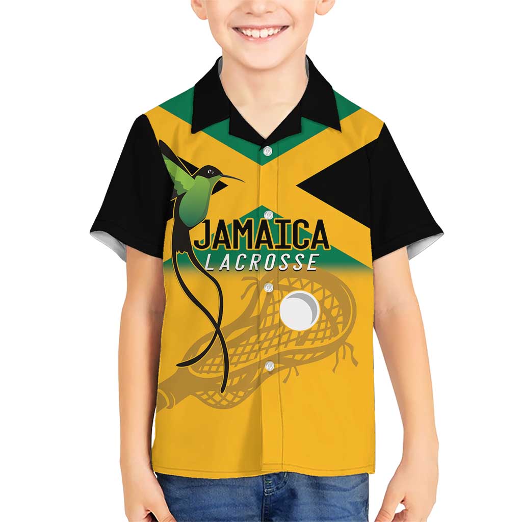 Custom Jamaica Lacrosse Kid Hawaiian Shirt Streamertail Hummingbird With Flag - Wonder Print Shop