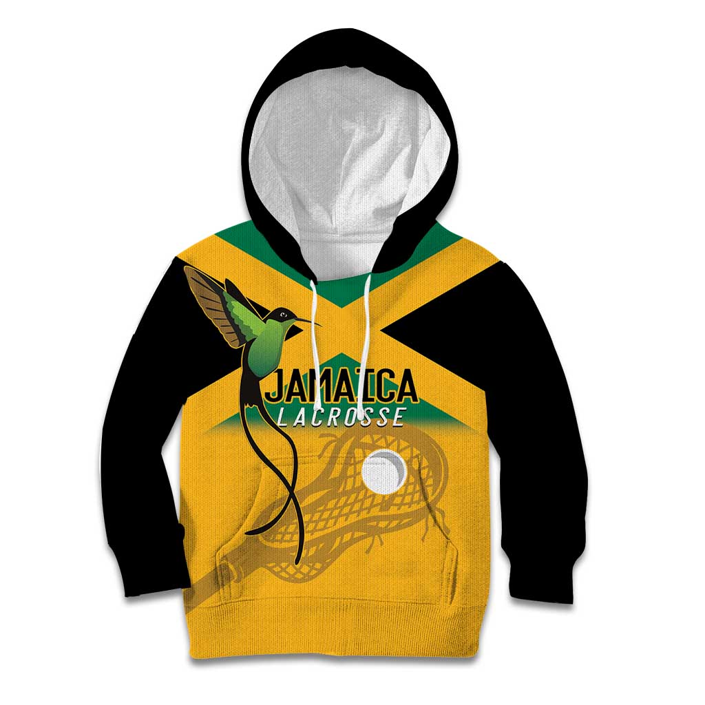 Custom Jamaica Lacrosse Kid Hoodie Streamertail Hummingbird With Flag - Wonder Print Shop