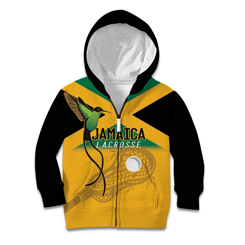Custom Jamaica Lacrosse Kid Hoodie Streamertail Hummingbird With Flag - Wonder Print Shop