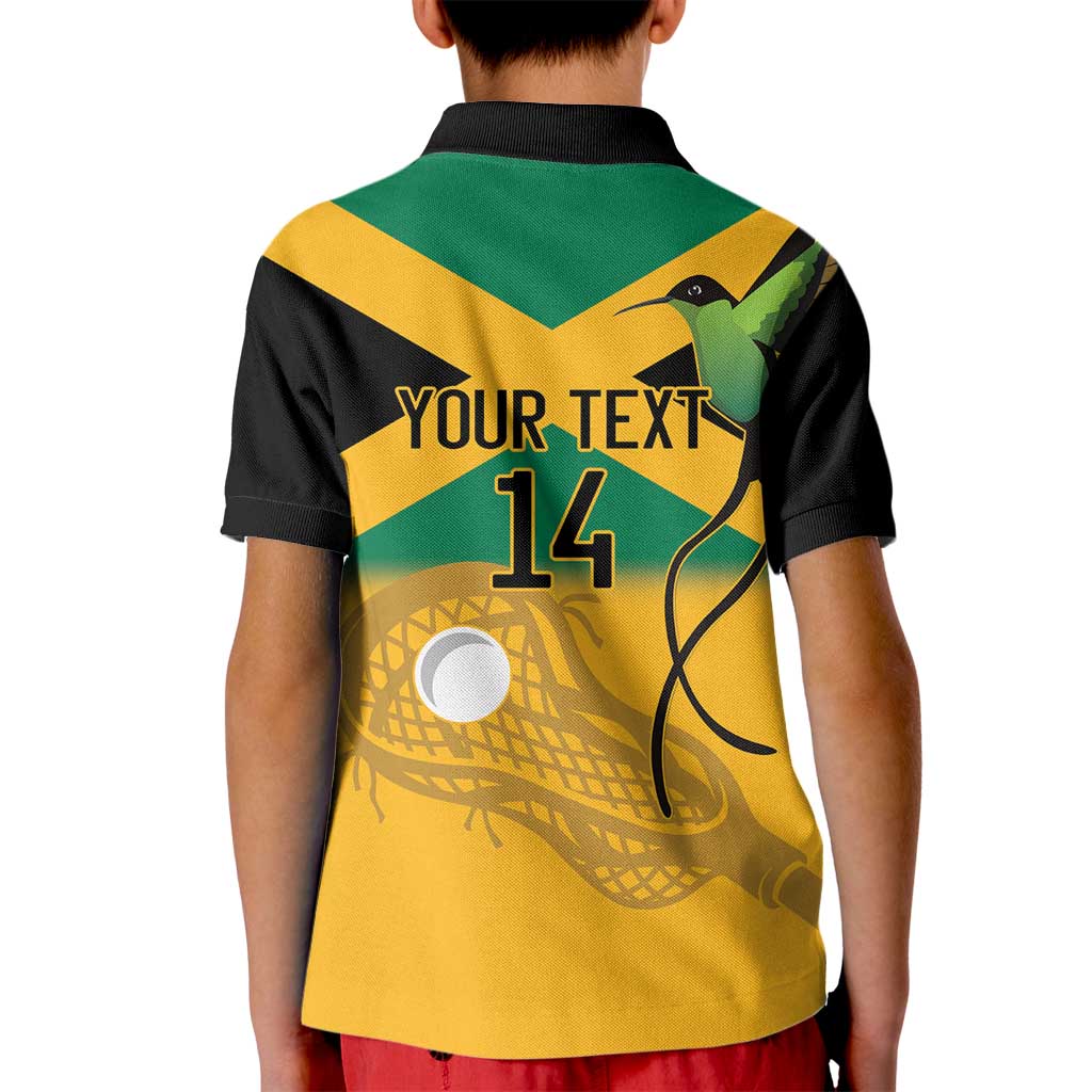 Custom Jamaica Lacrosse Kid Polo Shirt Streamertail Hummingbird With Flag - Wonder Print Shop
