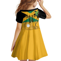 Custom Jamaica Lacrosse Kid Short Sleeve Dress Streamertail Hummingbird With Flag - Wonder Print Shop
