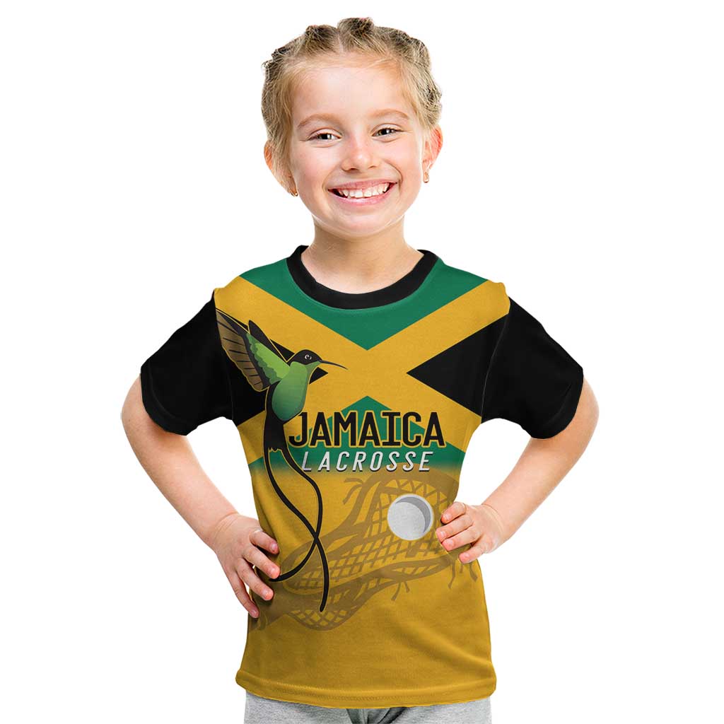Custom Jamaica Lacrosse Kid T Shirt Streamertail Hummingbird With Flag - Wonder Print Shop