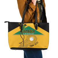 Custom Jamaica Lacrosse Leather Tote Bag Streamertail Hummingbird With Flag - Wonder Print Shop