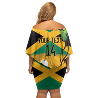 Custom Jamaica Lacrosse Off Shoulder Short Dress Streamertail Hummingbird With Flag - Wonder Print Shop