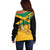 Custom Jamaica Lacrosse Off Shoulder Sweater Streamertail Hummingbird With Flag - Wonder Print Shop