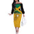 Custom Jamaica Lacrosse Off The Shoulder Long Sleeve Dress Streamertail Hummingbird With Flag - Wonder Print Shop
