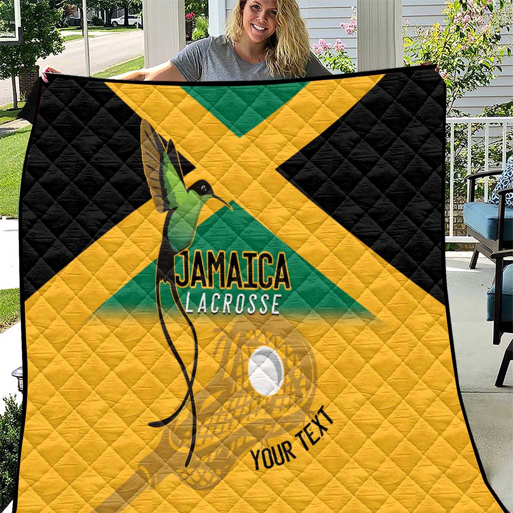 Custom Jamaica Lacrosse Quilt Streamertail Hummingbird With Flag - Wonder Print Shop