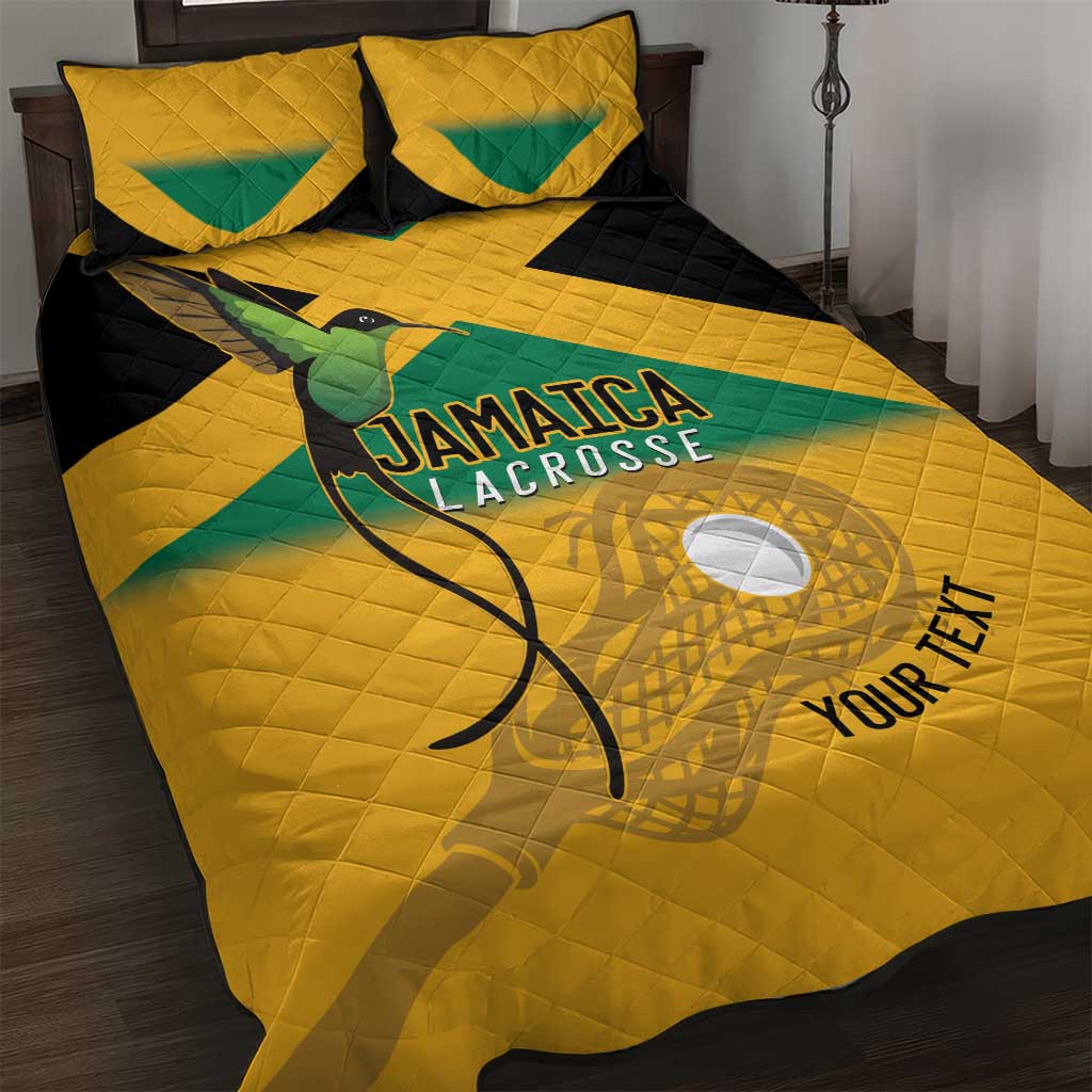 Custom Jamaica Lacrosse Quilt Bed Set Streamertail Hummingbird With Flag - Wonder Print Shop