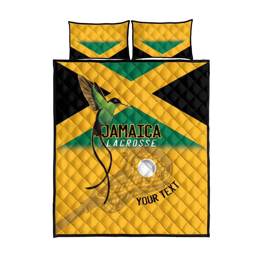 Custom Jamaica Lacrosse Quilt Bed Set Streamertail Hummingbird With Flag - Wonder Print Shop