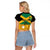Custom Jamaica Lacrosse Raglan Cropped T Shirt Streamertail Hummingbird With Flag - Wonder Print Shop