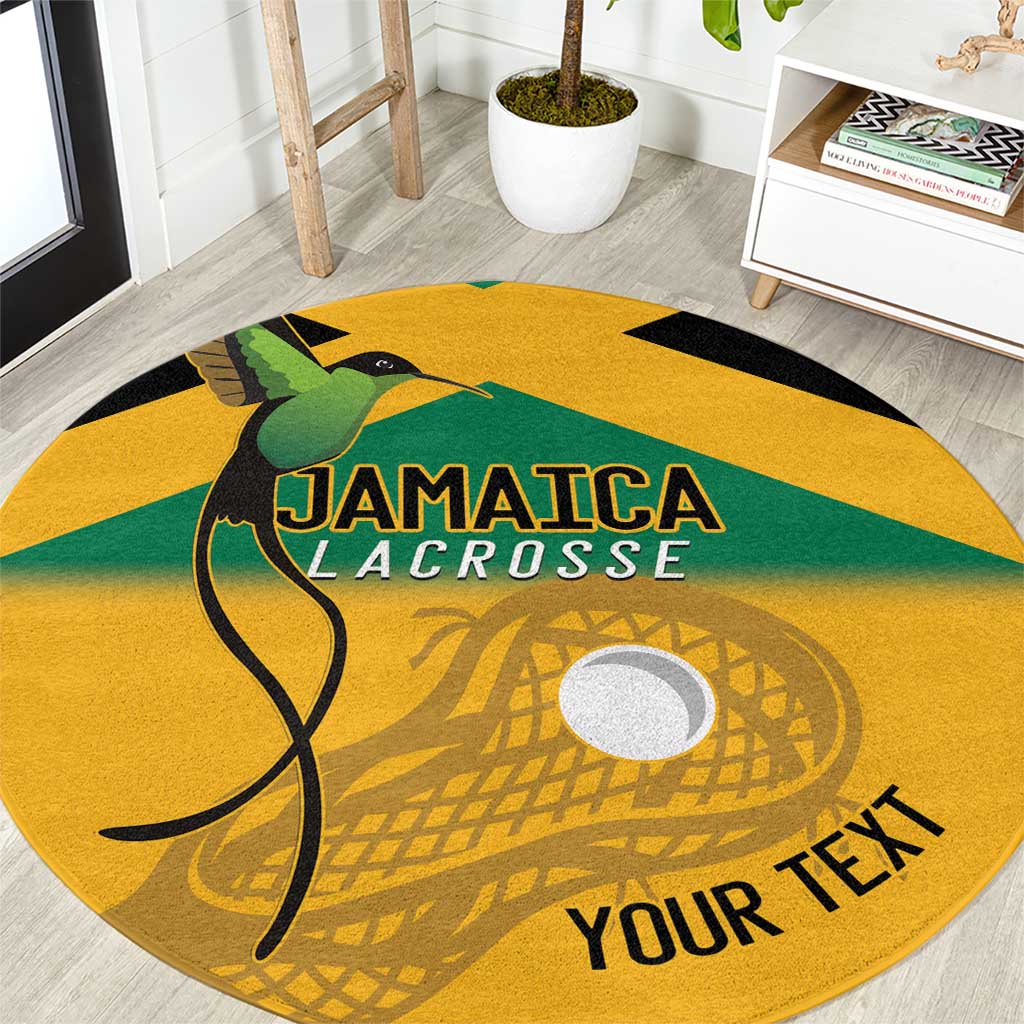 Custom Jamaica Lacrosse Round Carpet Streamertail Hummingbird With Flag - Wonder Print Shop