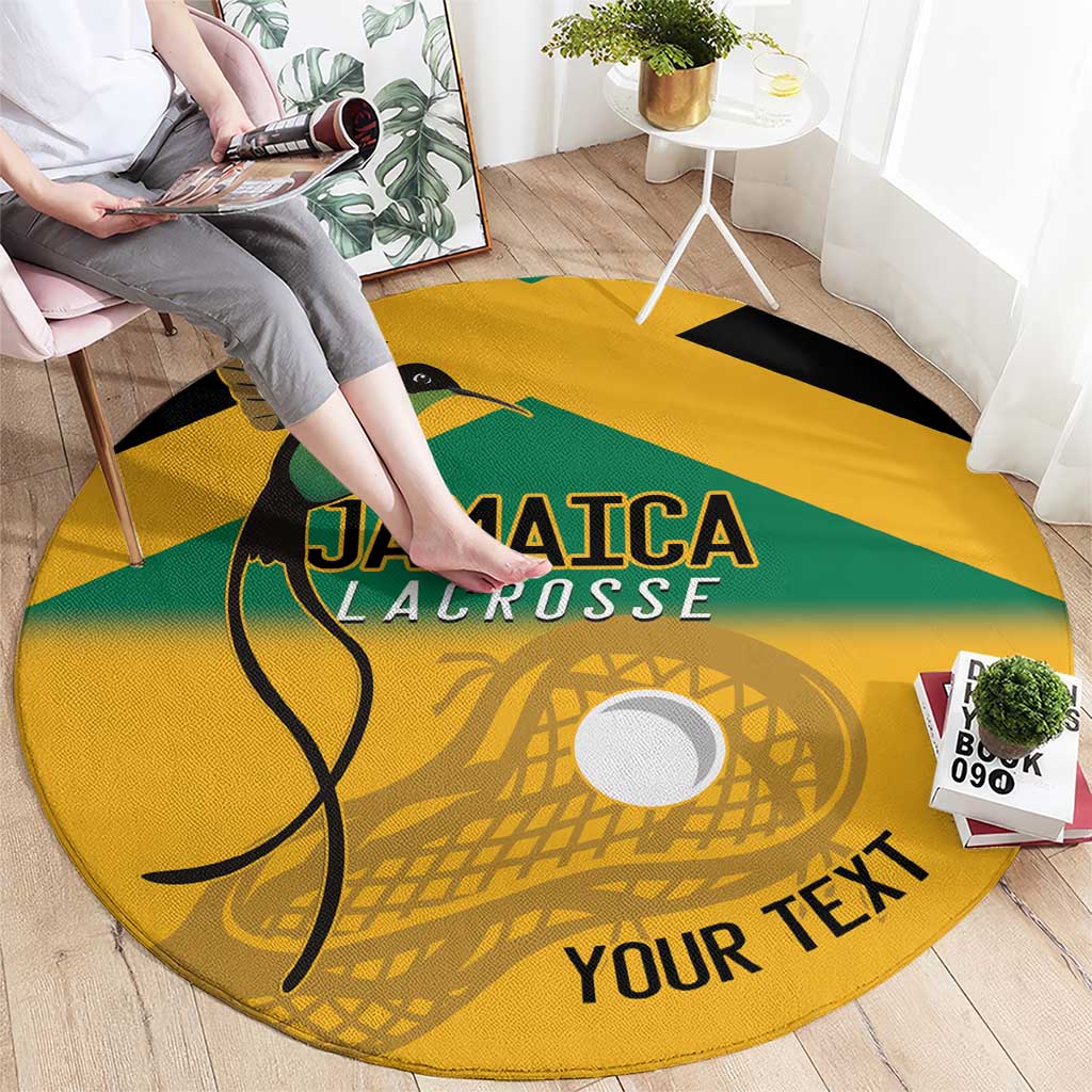 Custom Jamaica Lacrosse Round Carpet Streamertail Hummingbird With Flag - Wonder Print Shop