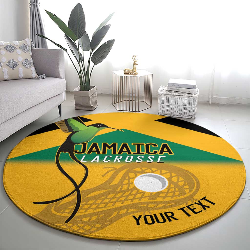 Custom Jamaica Lacrosse Round Carpet Streamertail Hummingbird With Flag - Wonder Print Shop