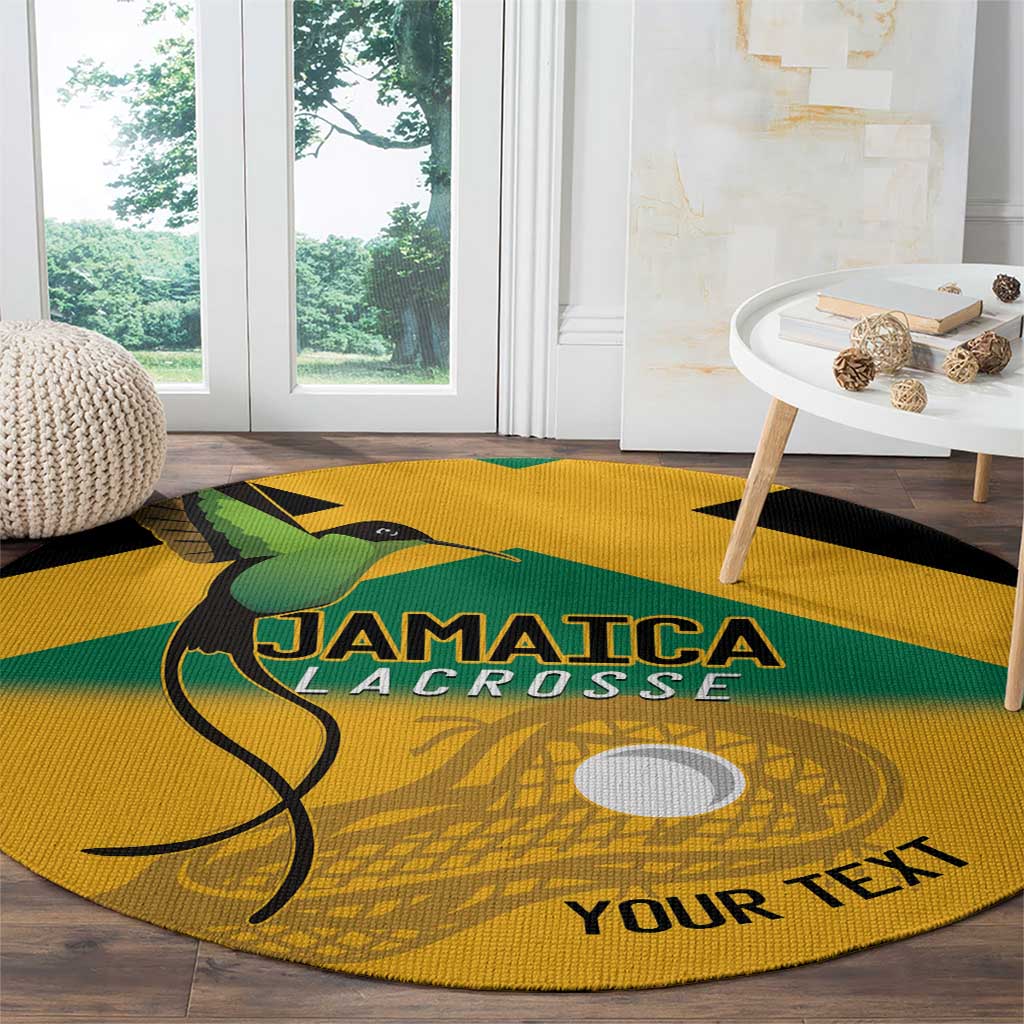 Custom Jamaica Lacrosse Round Carpet Streamertail Hummingbird With Flag - Wonder Print Shop