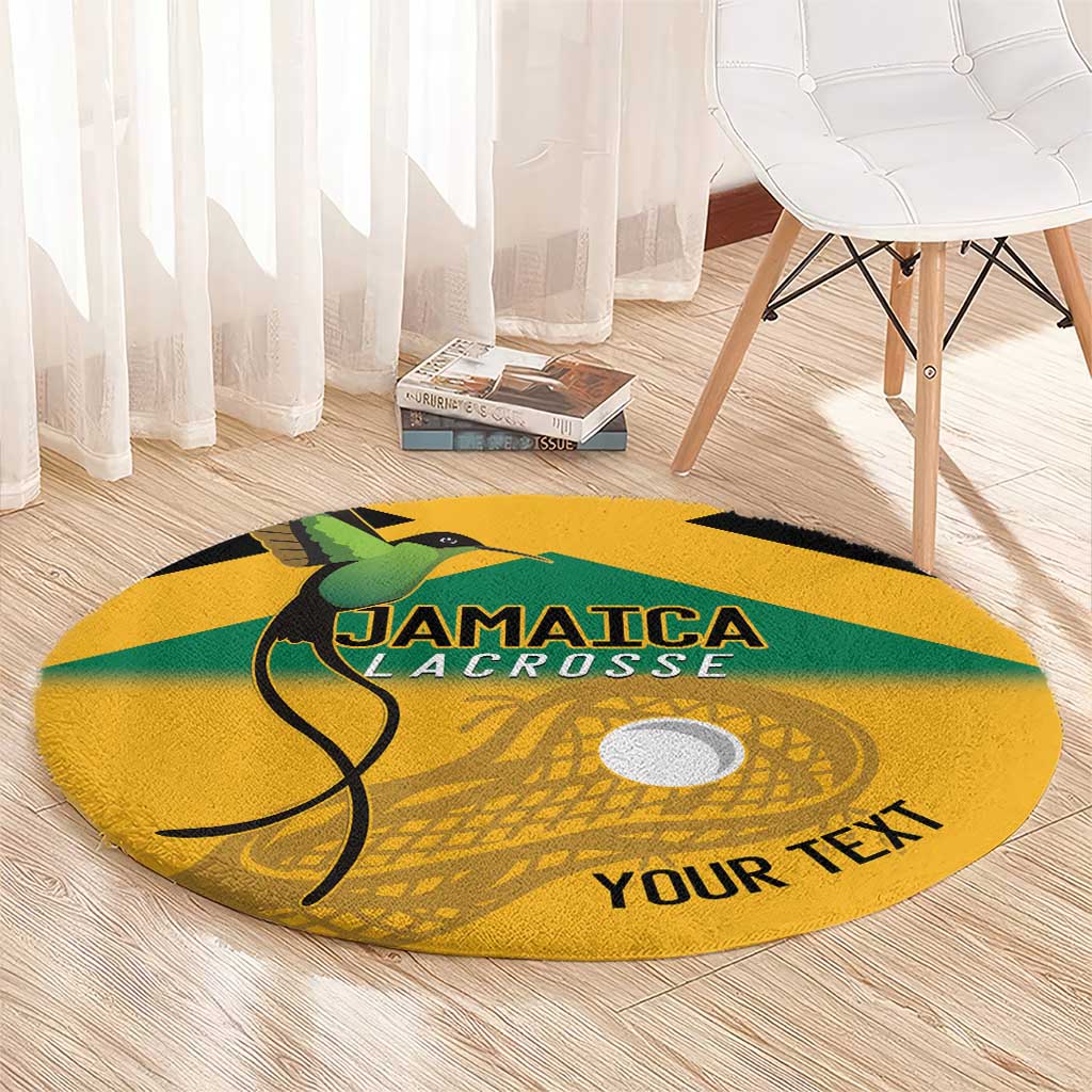 Custom Jamaica Lacrosse Round Carpet Streamertail Hummingbird With Flag - Wonder Print Shop
