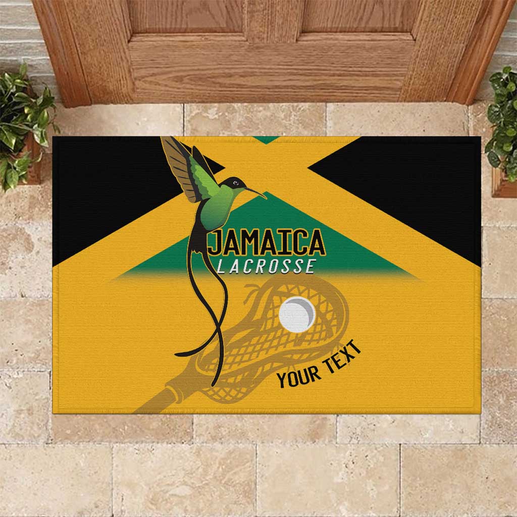 Custom Jamaica Lacrosse Rubber Doormat Streamertail Hummingbird With Flag - Wonder Print Shop